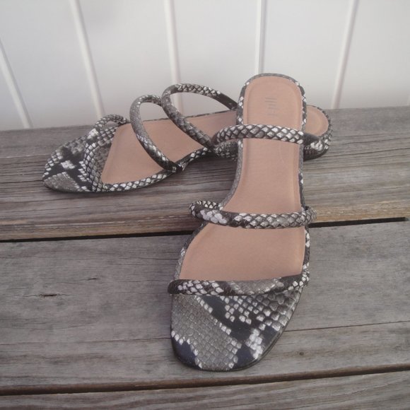 J Jill Flat Sandals Leather Animal Print Snakeskin Shoes NEW without tags 9 - Picture 2 of 7